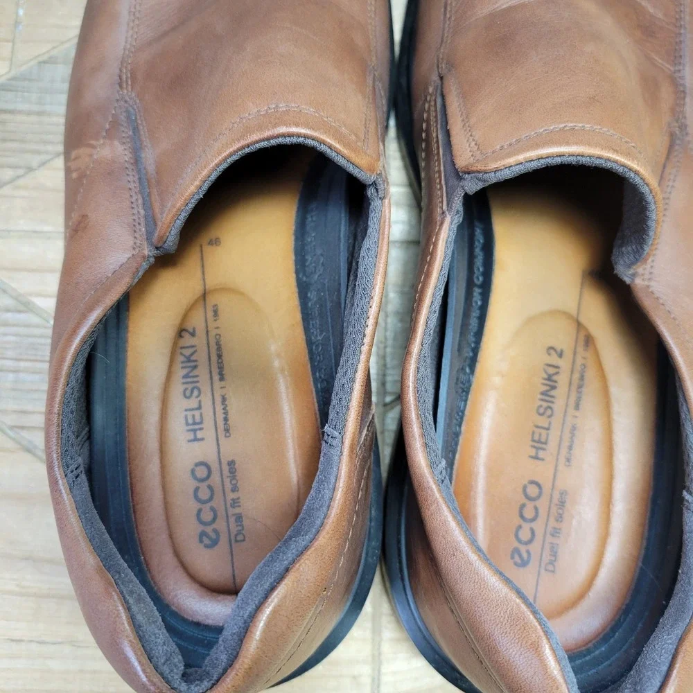 ecco‎ Helsinki 2 Men's Leather Slip-on Shoes Size US 12, EU 46 Brown Loafers